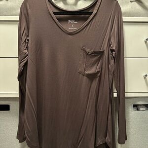 Grace & Lace Brown Long Sleeve Top